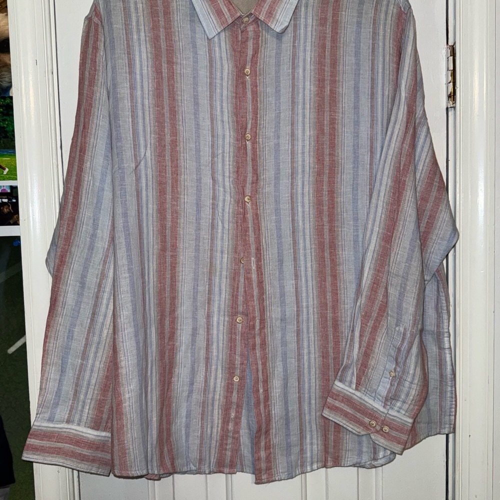 Tasso Elba Red and Gray Striped Men's Shirt